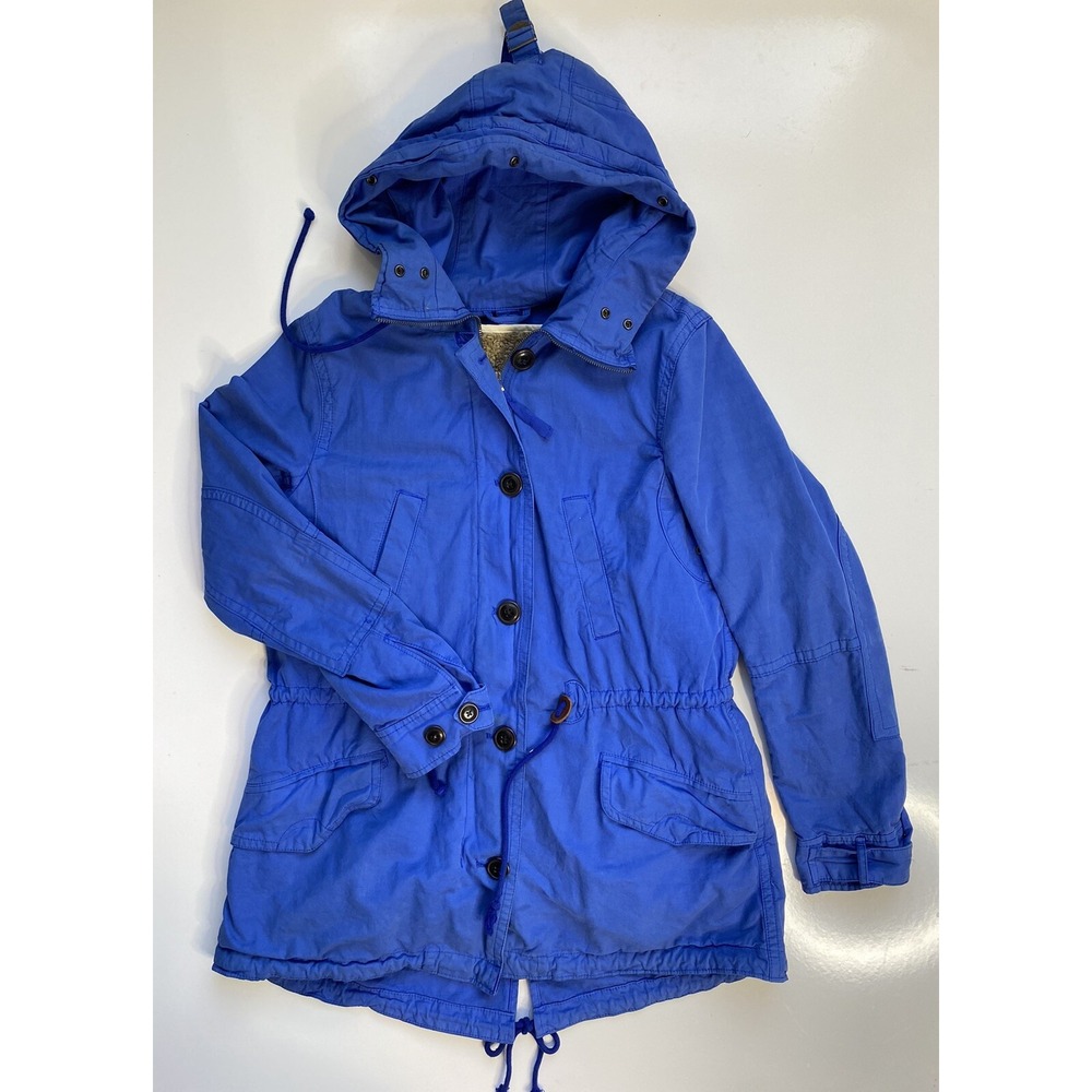 Gap Canvas‎ Hooded Jacket Blue Sherpa Lined Utility / Women's Medium